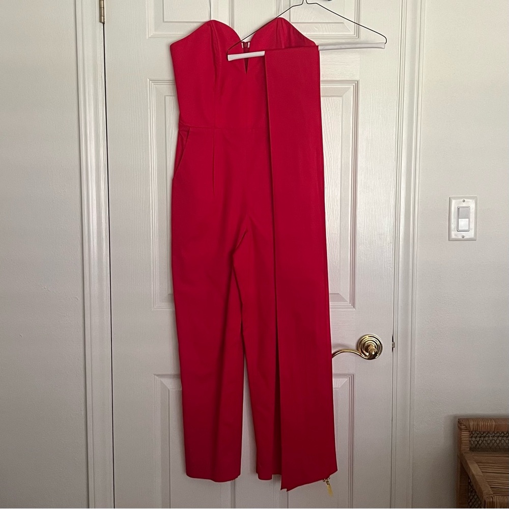Amanda Uprichard Red Sleeveless Jumpsuit